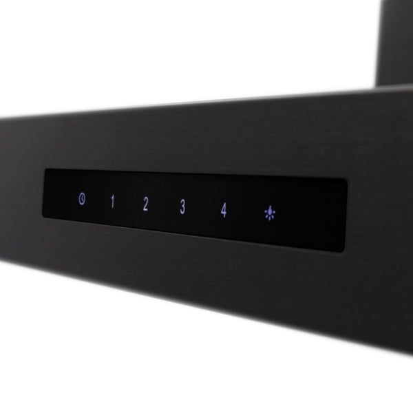 ZLINE 30" Convertible Vent Wall Mount Range Hood in Black Stainless Steel with Crown Molding (BSKENCRN-30)