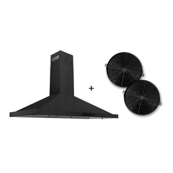ZLINE 48" Convertible Wall Mount Range Hood in Black Stainless Steel with Set of 2 Charcoal Filters, LED lighting and Dishwasher-Safe Baffle Filters (BSKBN-CF-48)
