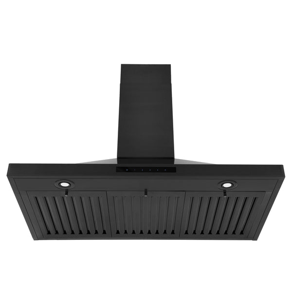 ZLINE 30" Convertible Wall Mount Range Hood in Black Stainless Steel with Set of 2 Charcoal Filters, LED lighting and Dishwasher-Safe Baffle Filters (BSKBN-CF-30)