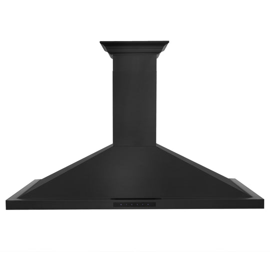 ZLINE 42" Convertible Vent Wall Mount Range Hood in Black Stainless Steel with Crown Molding (BSKBNCRN-42)