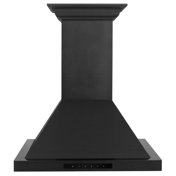 30" ZLINE CrownSound™Ducted Vent Wall Mount Range Hood in Black Stainless Steel with Built-in Bluetooth Speakers (BSKBNCRN-BT-30)