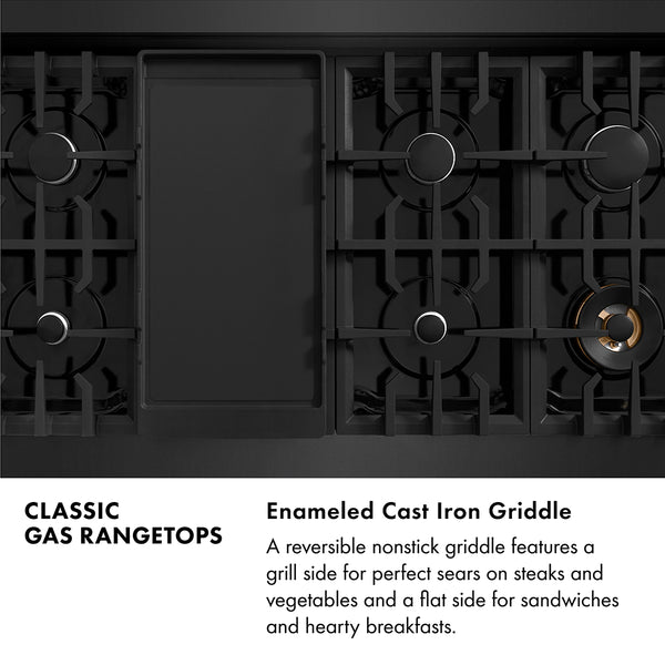 ZLINE 48 in. Classic Gas Rangetop with 8 Burners and Porcelain Cooktop in Black Stainless Steel (RTB2-48)