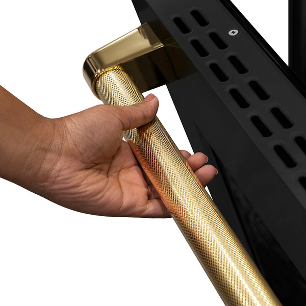 ZLINE Autograph Edition 36 in. 5.2 cu. ft. Paramount Induction Range with 5 Element Cooktop and Electric Convection Oven in Black Stainless Steel with Polished Gold Helix Handle and Knob Accents (SINRBZ-36-KG)