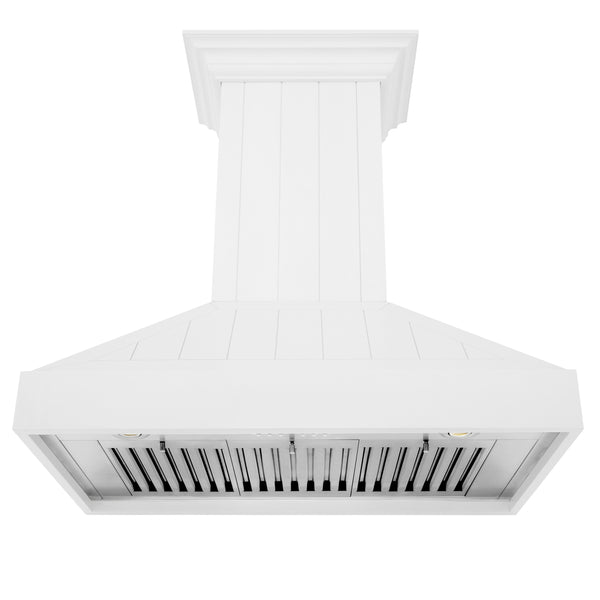 ZLINE 36 in. Wooden Wall Mount Range Hood in Shiplap Bright White Finish (KPWW-36)