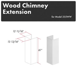 ZLINE 61 in. Rustic Bright White Wooden Chimney Extension for Ceilings up to 12 ft. (355WW-E)
