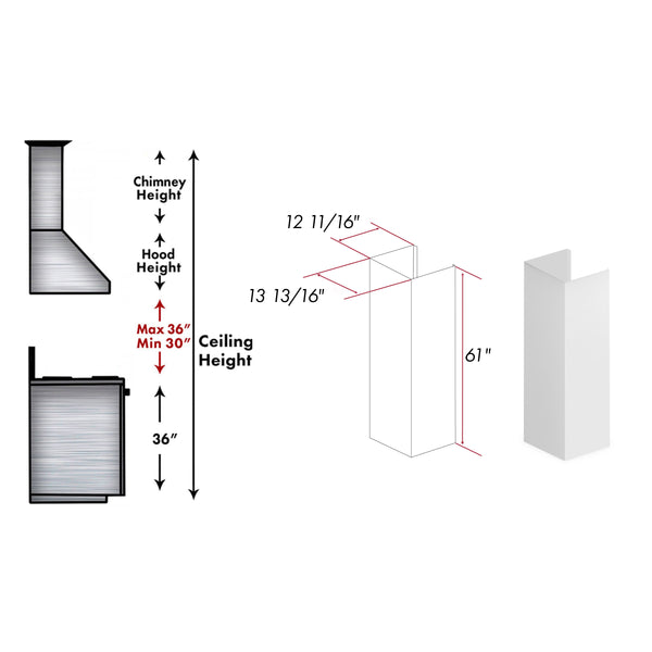 ZLINE 61 in. Rustic Bright White Wooden Chimney Extension for Ceilings up to 12 ft. (355WW-E)