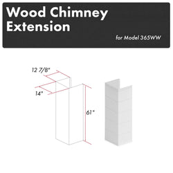 ZLINE 61 in. Rustic Shiplap Bright White Wooden Chimney Extension for Ceilings up to 12 ft. (365WW-E)