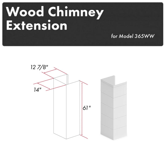ZLINE 61 in. Rustic Shiplap Bright White Wooden Chimney Extension for Ceilings up to 12 ft. (365WW-E)