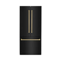 ZLINE 36" Autograph Edition 19.6 cu. ft. Built-in 3-Door French Door Refrigerator with Internal Water and Ice Dispenser in Black Stainless Steel with Champagne Bronze Accents (RBIVZ-BS-36-CB)