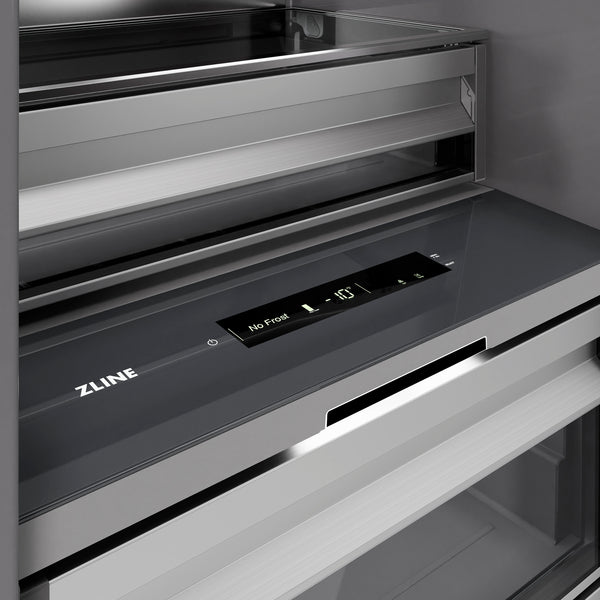 ZLINE Autograph Edition 18 in. 8.6 cu. ft. Left Hinge Column Freezer in Black Stainless Steel with Graphite Gray Interior and Polished Gold Accents (RCFVLZ-BS-18-G)