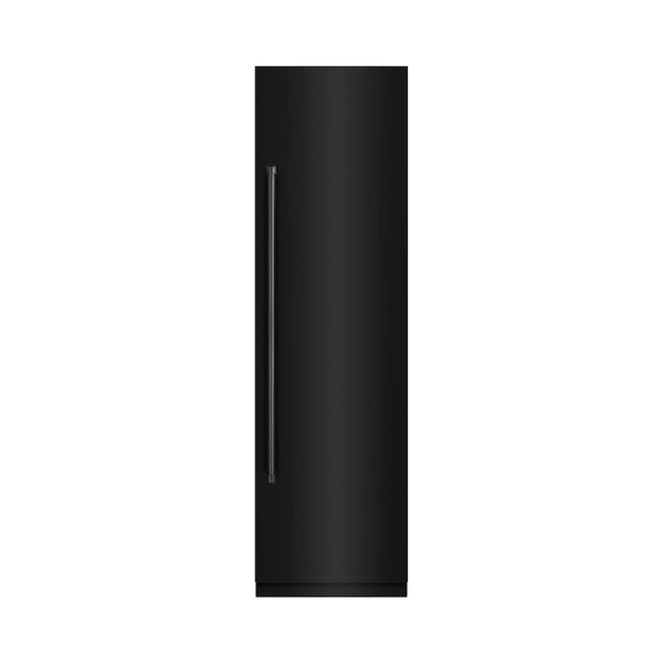 ZLINE 24 in. 12.5 cu. ft. Column Refrigerator in Black Stainless Steel with Graphite Gray Interior (RCRV-BS-24) front, closed.