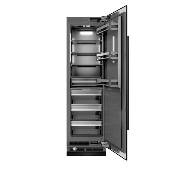 ZLINE 24 in. 12.5 cu. ft. Column Refrigerator in Black Stainless Steel with Graphite Gray Interior (RCRV-BS-24) front, open.