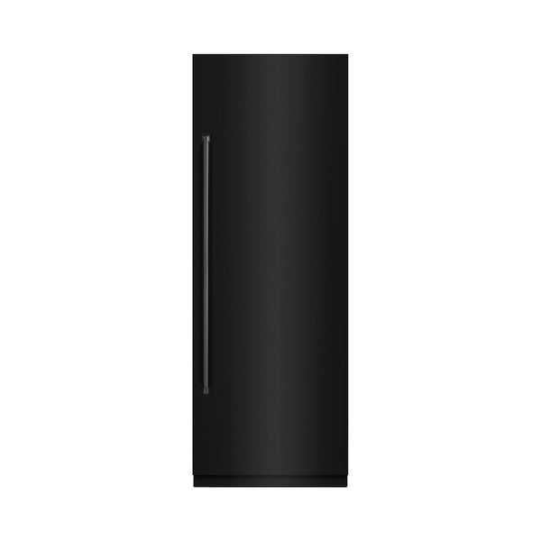 ZLINE 30 in. 16.7 cu. ft. Column Refrigerator in Black Stainless Steel with Graphite Gray Interior (RCRV-BS-30) front, closed.