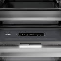 ZLINE Autograph Edition 30 in. 16.7 cu. ft. Column Refrigerator in Black Stainless Steel with Graphite Gray Interior and Champagne Bronze Accents (RCRVZ-BS-30-CB) closes-up detail, touch control panel and temperature display.