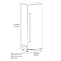 ZLINE Autograph Edition 30 in. 16.7 cu. ft. Column Refrigerator in Black Stainless Steel with Graphite Gray Interior and Champagne Bronze Accents (RCRVZ-BS-30-CB) dimensional diagram.
