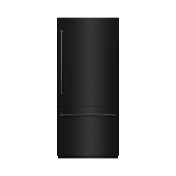 ZLINE 36 in. 19.8 cu. ft. Built-In Bottom Freezer Refrigerator with Water Dispenser and Ice Maker in Black Stainless Steel with Graphite Gray Interior (GRBIT-BS-36)
