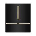ZLINE Autograph Edition 72 in. 39.6 cu. ft. French Door Built-In Bottom Freezer Refrigerator with Water Dispensers and Ice Makers in Black Stainless Steel with Graphite Gray Interior and Champagne Bronze Accents (GRBITZ-BS-72-CB)