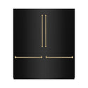 ZLINE Autograph Edition 72 in. 39.6 cu. ft. French Door Built-In Bottom Freezer Refrigerator with Water Dispensers and Ice Makers in Black Stainless Steel with Graphite Gray Interior and Champagne Bronze Helix Handles (GRBITZ-BS72-KCB)