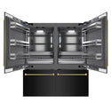 ZLINE Autograph Edition 72 in. 39.6 cu. ft. French Door Built-In Bottom Freezer Refrigerator with Water Dispensers and Ice Makers in Black Stainless Steel with Graphite Gray Interior and Champagne Bronze Helix Handles (GRBITZ-BS72-KCB)
