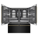 ZLINE Autograph Edition 72 in. 39.6 cu. ft. French Door Built-In Bottom Freezer Refrigerator with Water Dispensers and Ice Makers in Black Stainless Steel with Graphite Gray Interior and Polished Gold Helix Handles (GRBITZ-BS-72-KG)