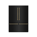 ZLINE Autograph Edition 60 in. 32.2 cu. ft. French Door Built-In Bottom Freezer Refrigerator with Water Dispenser and Ice Maker in Black Stainless Steel with Graphite Gray Interior and Polished Gold Helix Handles (GRBIVZ-BS60KG)