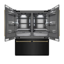 ZLINE Autograph Edition 60 in. 32.2 cu. ft. French Door Built-In Bottom Freezer Refrigerator with Water Dispenser and Ice Maker in Black Stainless Steel with Graphite Gray Interior and Polished Gold Helix Handles (GRBIVZ-BS60KG)