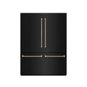 ZLINE Autograph Edition 60 in. 32.2 cu. ft. French Door Built-In Bottom Freezer Refrigerator with Water Dispenser and Ice Maker in Black Stainless Steel with Graphite Gray Interior and Champagne Bronze Helix Handles (GRBIVZ-BS60KCB)
