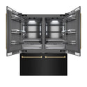 ZLINE Autograph Edition 60 in. 32.2 cu. ft. French Door Built-In Bottom Freezer Refrigerator with Water Dispenser and Ice Maker in Black Stainless Steel with Graphite Gray Interior and Champagne Bronze Helix Handles (GRBIVZ-BS60KCB)