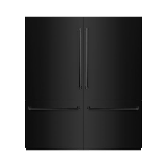 ZLINE 72 in. 39.6 cu. ft. French Door Built-In Bottom Freezer Refrigerator with Water Dispensers and Ice Makers in Black Stainless Steel (RBIT-BS-72)