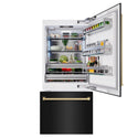 ZLINE Autograph Edition 36 in. 19.8 cu. ft. Built-In Bottom Freezer Refrigerator with Water Dispenser and Ice Maker in Black Stainless Steel and Champagne Bronze Accents (RBITZ-BS-36-CB)
