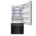 ZLINE Autograph Edition 36 in. 19.8 cu. ft. Built-In Bottom Freezer Refrigerator with Water Dispenser and Ice Maker in Black Stainless Steel and Champagne Bronze Accents (RBITZ-BS-36-CB)