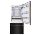 ZLINE Autograph Edition 36 in. 19.8 cu. ft. Built-In Bottom Freezer Refrigerator with Water Dispenser and Ice Maker in Black Stainless Steel and Champagne Bronze Accents (RBITZ-BS-36-CB)