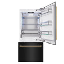ZLINE Autograph Edition 36 in. 19.8 cu. ft. Built-In Bottom Freezer Refrigerator with Water Dispenser and Ice Maker in Black Stainless Steel and Polished Gold Accents (RBITZ-BS-36-G)