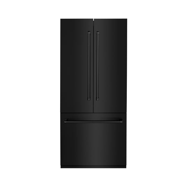 ZLINE 36 in. 19.6 cu. ft. French Door Built-In Bottom Freezer Refrigerator with Water Dispenser and Ice Maker in Black Stainless Steel (RBIV-BS-36)