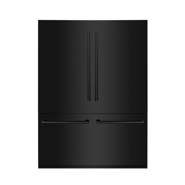 ZLINE 60 in. 32.2 cu. ft. French Door Built-In Bottom Freezer Refrigerator with Water Dispensers and Ice Makers in Black Stainless Steel (RBIV-BS-60)