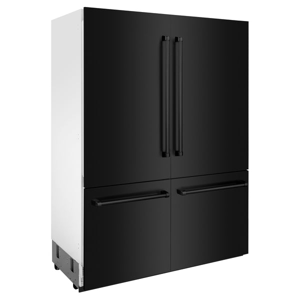 ZLINE 60 in. 32.2 cu. ft. French Door Built-In Bottom Freezer Refrigerator with Water Dispensers and Ice Makers in Black Stainless Steel (RBIV-BS-60)