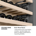 ZLINE Autograph Edition 18 in. 9.0 cu. ft. Triple Zone 68 Bottle Right Hinge Column Wine Cooler in Satin Stainless Steel with Matte Black Accents (RCWVRZ-SN-18-MB)
