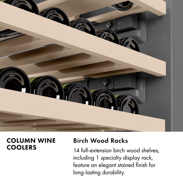 ZLINE Autograph Edition 18 in. 9.0 cu. ft. Triple Zone 68 Bottle Right Hinge Column Wine Cooler in Satin Stainless Steel with Matte Black Accents (RCWVRZ-SN-18-MB)