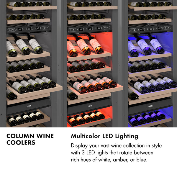 ZLINE Autograph Edition 18 in. 9.0 cu. ft. Triple Zone 68 Bottle Right Hinge Column Wine Cooler in Satin Stainless Steel with Matte Black Accents (RCWVRZ-SN-18-MB)