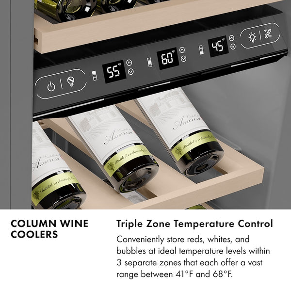 ZLINE 18 in. 9.0 cu. ft. Triple Zone 68 Bottle Panel Ready Right Hinge Column Wine Cooler, Open Box-Great Condition