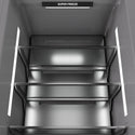 ZLINE Autograph Edition 18 in. 8.6 cu. ft. Left Hinge Column Freezer in White Matte with Graphite Gray Interior and Champagne Bronze Accents (RCFVLZ-WM-18-CB) close-up detail, interior lighting.