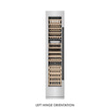 ZLINE Autograph Edition 18 in. 9.0 cu. ft. Triple Zone 68 Bottle Left Hinge Column Wine Cooler in Satin Stainless Steel with Matte Black Accents (RCWVLZ-SN-18-MB) front, closed.