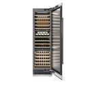 ZLINE Autograph Edition 24 in. 12.4 cu. ft. Triple Zone 100 Bottle Column Wine Cooler in DuraSnow® Stainless Steel and Matte Black Accents (RCWVZ-SN-24-MB)