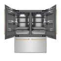 ZLINE Autograph Edition 60 in. 32.2 cu. ft. French Door Built-In Bottom Freezer Refrigerator with Water Dispenser and Ice Maker in Satin Stainless Steel with Graphite Gray Interior and Champagne Bronze Accents (GRBIVZ-SN-60-CB)