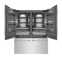 ZLINE Autograph Edition 60 in. 32.2 cu. ft. French Door Built-In Bottom Freezer Refrigerator with Water Dispenser and Ice Maker in Satin Stainless Steel with Graphite Gray Interior and Polished Gold Accents (GRBIVZ-SN-60-G)