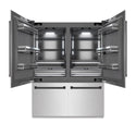 ZLINE Autograph Edition 60 in. 32.2 cu. ft. French Door Built-In Bottom Freezer Refrigerator with Water Dispenser and Ice Maker in Satin Stainless Steel with Graphite Gray Interior and Matte Black Accents (GRBIVZ-SN-60-MB)