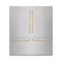 ZLINE Autograph Edition 72 in. 39.6 cu. ft. French Door Built-In Bottom Freezer Refrigerator with Water Dispensers and Ice Makers in DuraSnow® Stainless Steel and Champagne Bronze Accents (RBITZ-SN-72-CB)