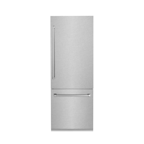 ZLINE 30 in. 16.1 cu. ft. Built-In Bottom Freezer Refrigerator with Water Dispenser and Ice Maker in DuraSnow® Stainless Steel (RBIV-SN-30)