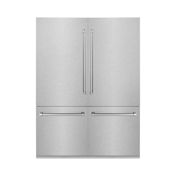 ZLINE 60 in. 32.2 cu. ft. French Door Built-In Bottom Freezer Refrigerator with Water Dispensers and Ice Makers in DuraSnow® Stainless Steel (RBIV-SN-60)