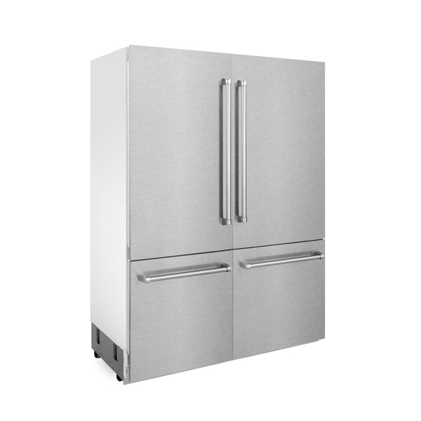 ZLINE 60 in. 32.2 cu. ft. French Door Built-In Bottom Freezer Refrigerator with Water Dispensers and Ice Makers in DuraSnow® Stainless Steel (RBIV-SN-60)